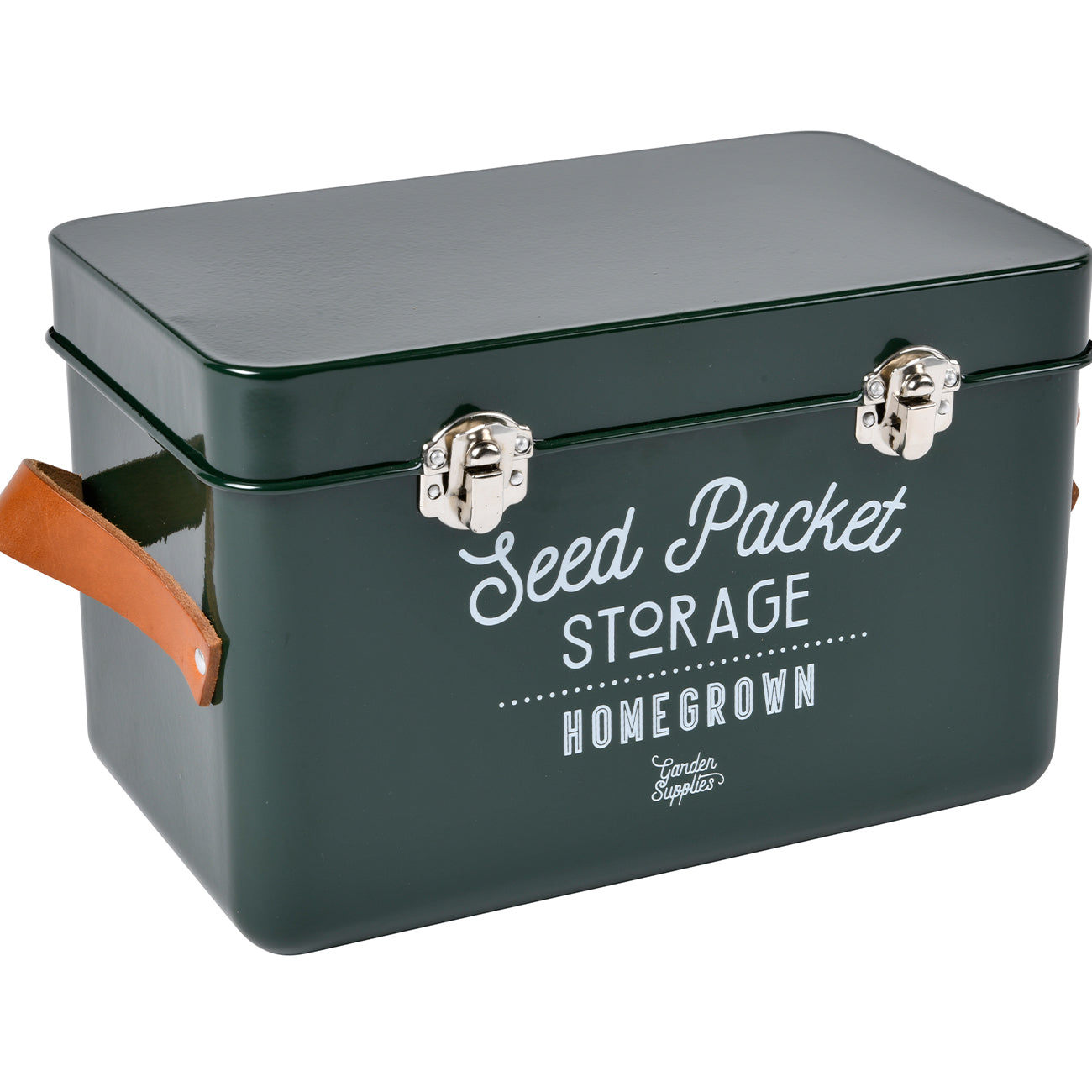 Leather Handled Seed Packet Storage Tin - Frog