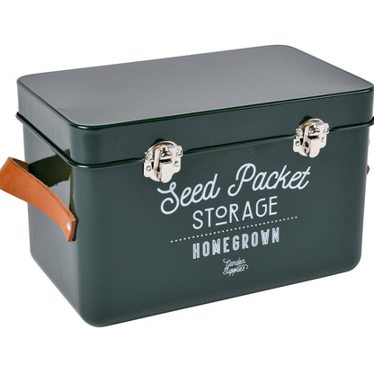 Leather Handled Seed Packet Storage Tin - Frog
